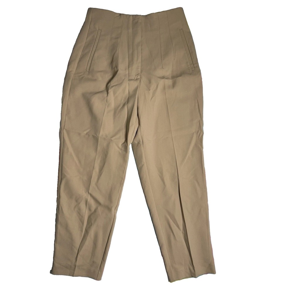 ZARA Darted Taupe Pants‎ Trousers High Waist 26 QUIET LUXURY Large NWT